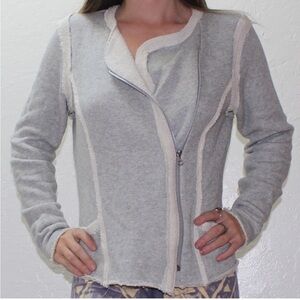 Luck Brand Lucky Lotus Cotton Zip Moto Jacket Heather Grey XL